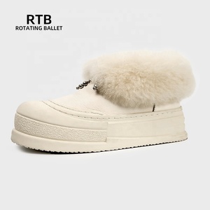 Minimalist Wind Low Top Gritty Leather <strong>Uggs</strong> Non slip Rubber Soles with Velvet High Thermal Wool Inside Boots - Product Image 1