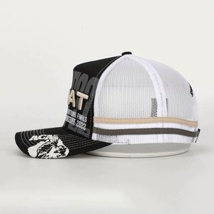 Casquette Trucker Unisexe Rétro 5 Panneaux Extérieur Sportive avec Bandes Brodés Maille Tendance Performance Pêche 100% Coton Hip Hop Plage - Product Image 3