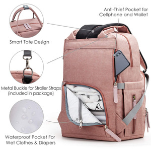 <span class=keywords><strong>Sac</strong></span> à langer multifonction convertible avec port de charge USB, <span class=keywords><strong>sac</strong></span> à main pour maman, <span class=keywords><strong>sac</strong></span> à dos de voyage pour couches avec matelas à langer - Product Image 4