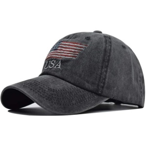 Gorra de Béisbol Unisex Estilo Trucker con Bandera Americana, Lavada y Desgastada, Ajustable, Impermeable, de Algodón - Product Image 1