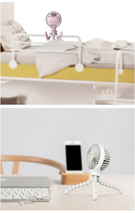 Ventilador portátil para cochecito de pulpo, Mini ventilador portátil de mano con carga USB, soporte para teléfono, batería recargable para el hogar, coche, uso al aire libre - Product Image 5