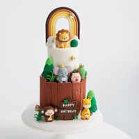 Décorations de gâteau en plastique pour anniversaire, 3D Lion Girafe Éléphant Singe Arc-en-ciel, accessoires pour gâteau