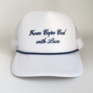 Logo personalizzato con amore scritto in schiuma di nozze cappellini Unisex 5 pannelli con cappello ricamato in corda blu scuro Design Club in rete cappellino da Baseball - Product Image 1