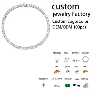 Collier en argent 925 de 4 mm, vente directe usine, moissanite taille ronde, plaqué or jaune 18 carats, style hip-hop, collier tennis pour tous les jours - Product Image 2