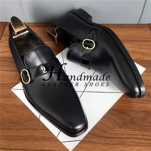 Chaussures en cuir faites à la main, mocassins formels en cuir véritable, chaussures de créateur à la mode pour jeunes, chaussures de costume pour hommes - Product Image 2