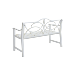 Banc de jardin extérieur en fer et acier avec dossier et accoudoirs, assise à lattes pour cour et véranda - Product Image 5