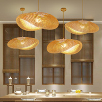 Fait à la main moderne traditionnel rotin bambou abat-jour poisson pendentif lumière Restaurant salon lustres pendentif lumières