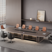 Table de collaboration professionnelle exécutive avec connectivité AV et station de charge, finition professionnelle, table de direction pour consultance