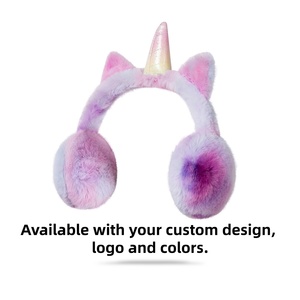 Bunte Regenbogen Niedliche Cartoon-Tier-Ohrenwärmer Kunstfell-Ohrenschützer Einhorn-Stirnband 100% Polyester - Product Image 3