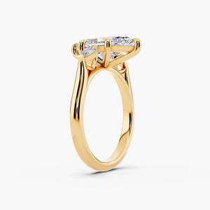 Bague de fiançailles SGARIT en or jaune massif 18 carats avec diamant de laboratoire de 1 carat de forme marquise et diamants latéraux triangulaires pour femme - Product Image 2