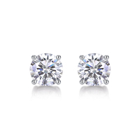 0.5ct 1CT 2CT 3CT 5CT圆形明亮切割硅石耳钉925纯银耳环女性精美耳环