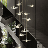 Lustre moderne 2023 à succès, design artistique pour escalier, modèle oiseau, éclairage domestique moderne, support personnalisé, lampe suspendue, lustre