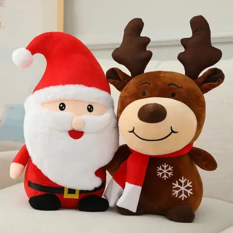 柔らかいカワイイかわいいホットぬいぐるみプルシュ人形枕クッションクリスマスぬいぐるみサンタエルクトナカイぬいぐるみ