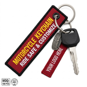 Promotional Both Sided Logo Flight Tag Woven Business Gift Airplane Tag Jet <b>Keychain</b> <b>Custom</b> Embroidery <b>Keychain</b> - Product Image 2