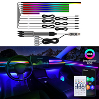 Lumières d'ambiance intérieures colorées à LED, style fluide, en acrylique, USB, pour modification de l'intérieur de voiture, lumières décoratives
