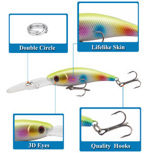 Señuelo de pesca XY-337 Minnow de 10 cm y 9.2 g para agua media, cebo duro para lubina con sonajero y placa de lengüeta larga - Product Image 4