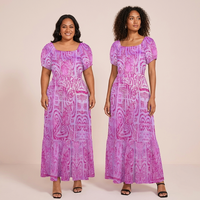 Robe Courte Femme Grande Taille Motif Tribal Polynésien Elei pour Plage d'Été, Sur Mesure, Commande en Gros, Tenue de Vacances Insulaires, Dropshipping