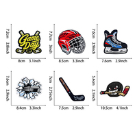 Écussons brodés personnalisés de hockey sur glace, badges de mascotte d'équipe sportive en gros pour vêtements et sacs, usine OEM ODM