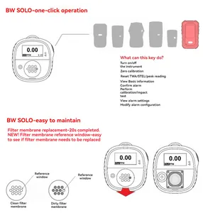 BW โซโลไร้สาย H2S เครื่องตรวจจับก๊าซเดี่ยว honeywell มือถือ H2s สัญญาณเตือนก๊าซ เครื่องตรวจจับก๊าซรั่วแบบพกพา