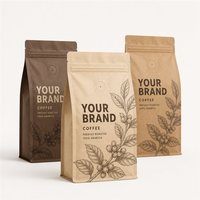 Sachet de café en aluminium argenté imprimé sur mesure de 500 g, à huit soudures latérales, avec valve et fond plat, pour l'emballage des grains de café