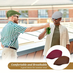 男性用女性用通気性メッシュ中空ベレー帽薄手の弾性バンド春夏レトロカジュアルゴルフ運転トラック運転手無地ニュースボーイキャップ - Product Image 5