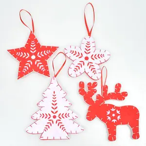 Наполнитель из войлока в форме звезды и дерева с ручной вышивкой, рекламные подарки, подвесные украшения для рождественской елки