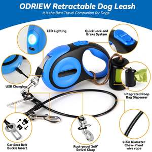 16 <span class=keywords><strong>ft</strong></span> guinzaglio retrattile per cani 360 ° senza grovigli a prova di masticazione di lusso modello animale durevole crepuscolo luci sacchetti di cacca nastro - Product Image 3