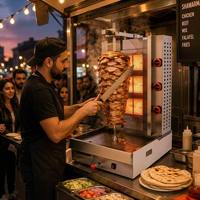 Machine à Shawarma à gaz à 3 brûleurs de haute qualité Machine à broyer le poulet en acier inoxydable Machine de découpe automatique de Shawarma Grill Kebab