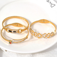 Zeadear Joyería de Moda para Mujer, Brazalete de Acero Inoxidable 316L con Baño de Oro de 18k y Circonitas, Talla Personalizada, Ideal para Bodas