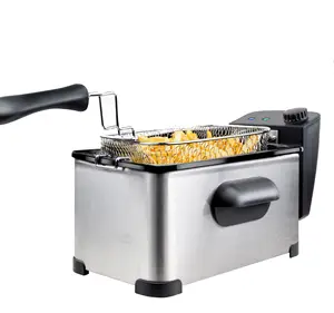 Máquina eléctrica de alta calidad de 3 litros con temporizador, control de temperatura de acero inoxidable, patatas fritas, comida rápida, freidoras para el hogar