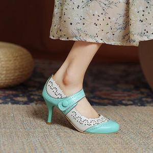 Zapatos de Tacón Alto con Punta en Pico y Correa de Hebilla, Estilo Retro Inglés para Mujer, Transpirables y Cómodos, Tendencia de Moda - Product Image 3