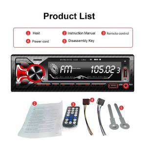 เครื่องเสียงติดรถยนต์ 12V 1 Din ยูนิเวอร์แซล บลูทูธ 5.0 FM USB SD AUX พร้อมจอแสดงผล แฮนด์ฟรี สเตอริโอ เครื่องเล่น MP3 กำลังขับสูง ISO - Product Image 2