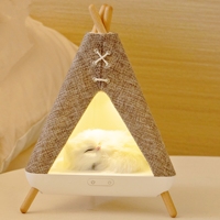 Lampe de chevet portable en bois, mini lampe de bureau créative USB, forme de tente, logo personnalisé, petite et mignonne, style nordique, pour la décoration de chambre à coucher.