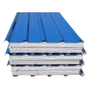 Isolation thermique et polyuréthane ignifuge EPS rempli de plaque d'acier de couleur de toit de stockage à froid