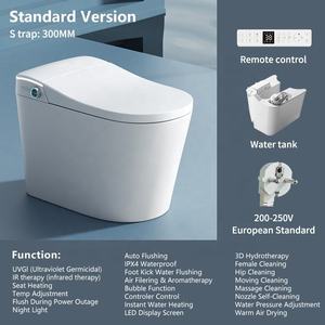 Toilette intelligente monobloc avec bidet électrique, siège chauffant, lumière nocturne, télécommande sans fil, toilette en céramique moderne - Product Image 4