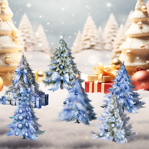 Decoración Navideña DAMAI, Figura de Árbol de Navidad 3D en Rosa, Azul y Verde, Artículos para Fiestas Navideñas, Decoración de Mesa - Product Image 3