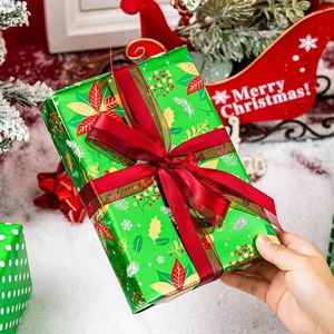 Poinsettia Christmas Gift Wrapping Paper Green 17 Inch X 33 Feet Roll Anti Curl For Holiday Gift <b>Wrap</b> - Product Image 4