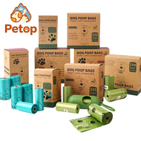 Sacs à déjections pour chiens et chats Petop, écologiques, en plastique et en amidon de maïs, biodégradables, extra épais, anti-fuites