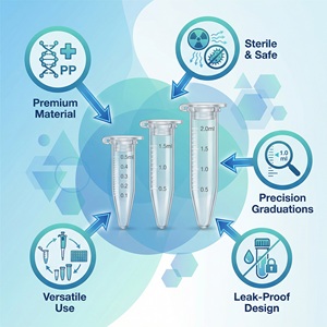 멸균 PP 마이크로 원심분리 튜브 1.<span class=keywords><strong>5ml</strong></span> 2ml 15ml 50ml 눈금 표시 원뿔형 원심분리 튜브 누출 방지 실험실 소모품 - Product Image 2