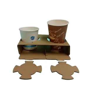 SP2002 Recyclable coffee cup holders for two packs and kraft paper used with paper bags can be folded