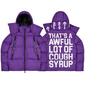 Chaqueta Casual con Capucha de Alta Calidad para Invierno, Cálida, Cortavientos, Resistente al Frío, con Cremallera, Tejido Lavado, con Estampado 'THAT'S a AWFUL LOT of COUGH SYRUP' - Product Image 2