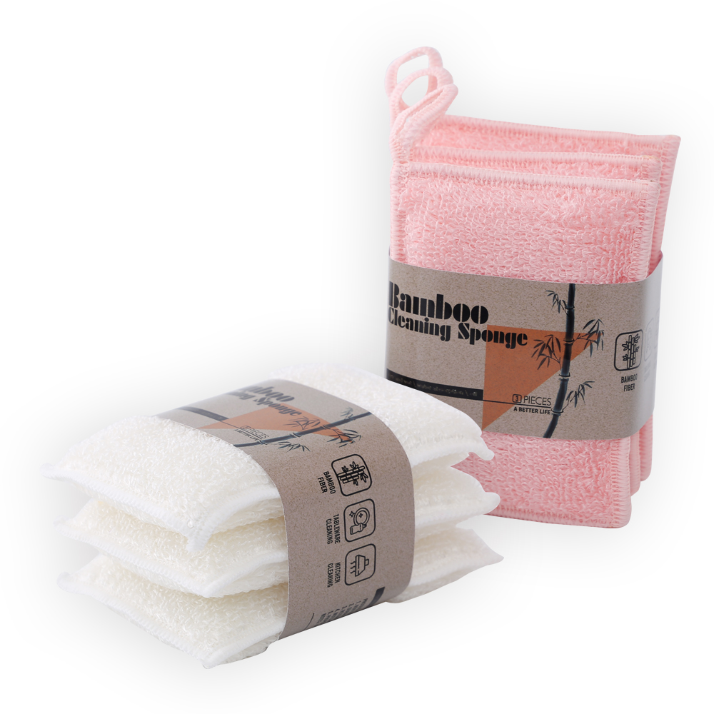 Высококачественная Экологически чистая губка из натурального бамбукового волокна для чистки посуды