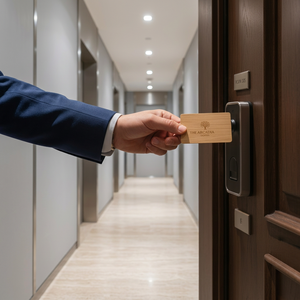 Carte d'accès RFID en bois 13,56 MHz avec puce NTAG215 pour l'entrée d'hôtel - Product Image 2