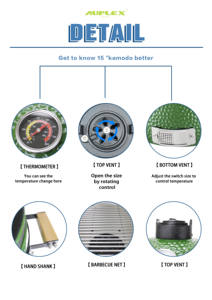 AUPLEX-Parrillas de barbacoa Kamado de 15 pulgadas, ahumador esmaltado para jardín al aire libre para acampar, barbacoa <span class=keywords><strong>familiar</strong></span>, Asadores de carbón - Product Image 4