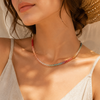 Collier en pierre naturelle, collier ras du cou à facettes, collier à perles, bijoux bohèmes, bijoux pour femmes, mode