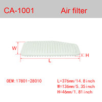 Filtro de aire de coche para Toyota Camry Harrier Alphard Highlander Solara Windom Lexus ES RX, 1780120040, 1780101H10, 178010H020,