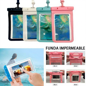 Funda para Teléfono de Cuero Sintético Impermeable Transparente de Color Puro DAM con Cordón para Piscina, Playa y Uso en Exteriores - Product Image 1