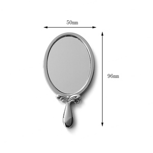 Hot Sell Exquisite <b>Small</b> Oval Epoxy Sticker Metal Portable Makeup <b>Mirror</b> with Handle - Product Image 2