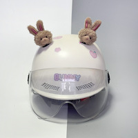 Décoration de casque en forme de tête d'animal en peluche, mignonne, amovible, lapin ou ours, à dégagement rapide, accessoires pour moto et ski