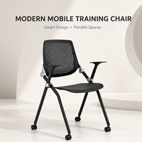 Chaise de formation pliable avec assise large, dossier perforé respirant, articulation en nylon et acier, ergonomique, pivotante, pour bureau à domicile et usage commercial